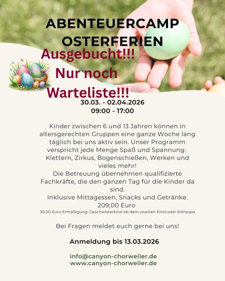 Ausgebucht!!! Nur noch Warteliste!!!